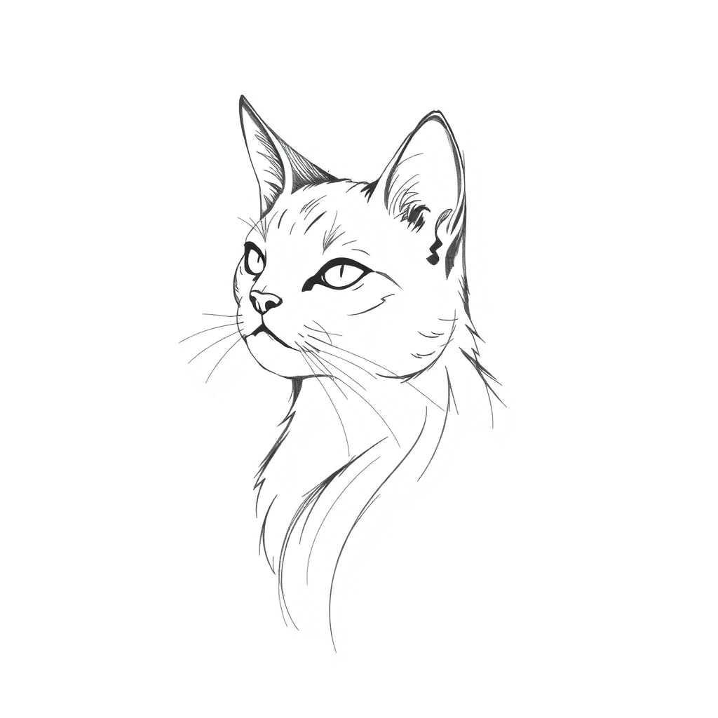 Скетч-портрет кота с фото, AI-эскиз